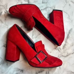 REACTION Kenneth Cole Red Suede Block Heel